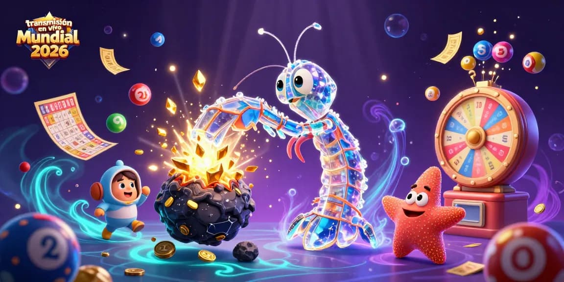 Experience the dynamic action of transmisión en vivo Mundial 2026 with colorful casino elements and characters in a vibrant scene.