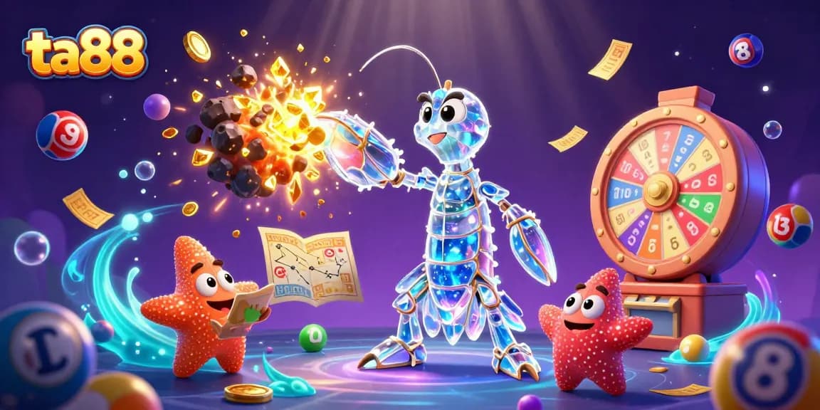 Spin to win with ta88 in this vibrant, dynamic lottery-themed 3D casino illustration.