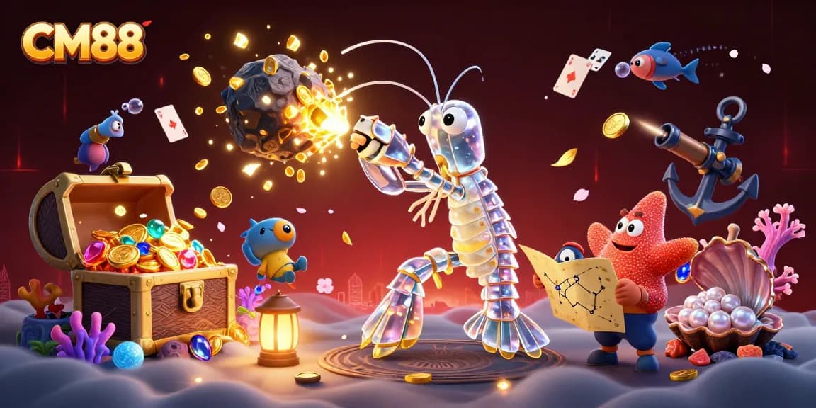 Experience CM88's dazzling world of thrilling online betting surrounded by vibrant casino elements.