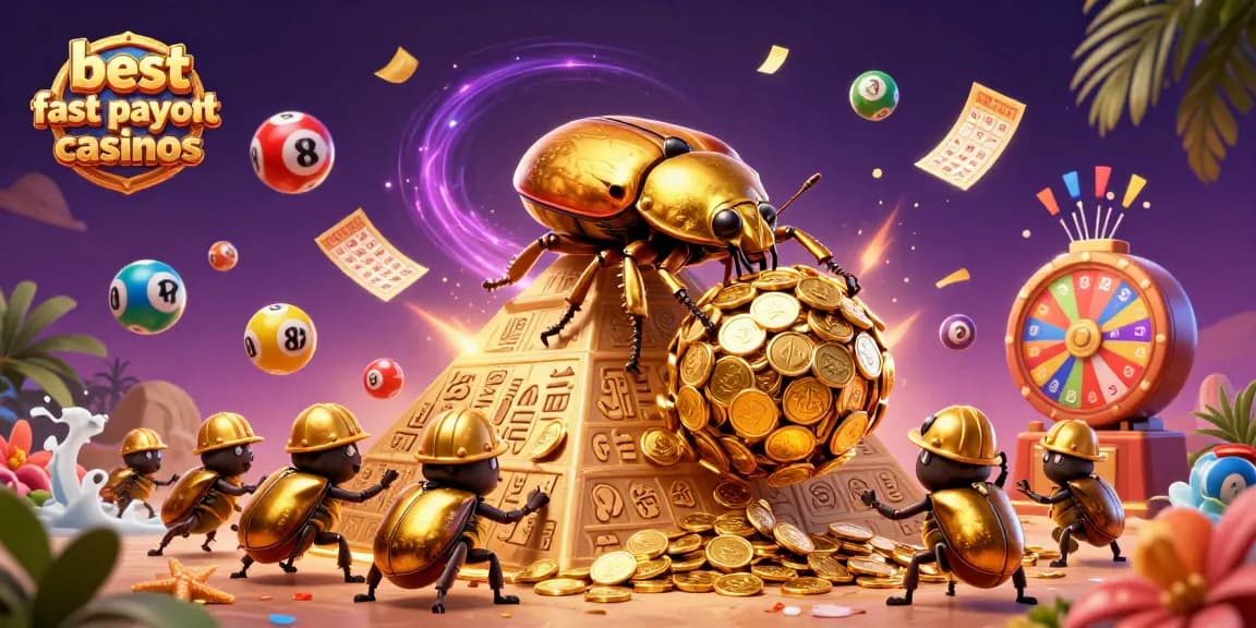Experience the best fast payout casinos with colorful tokens and thrilling excitement in a vibrant casino scene.