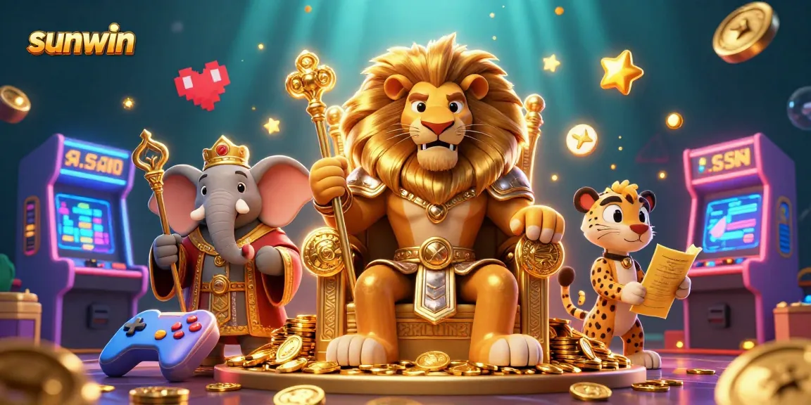 Engage in thrilling gaming at sunwin with dynamic lion king and vibrant casino elements in 3D.