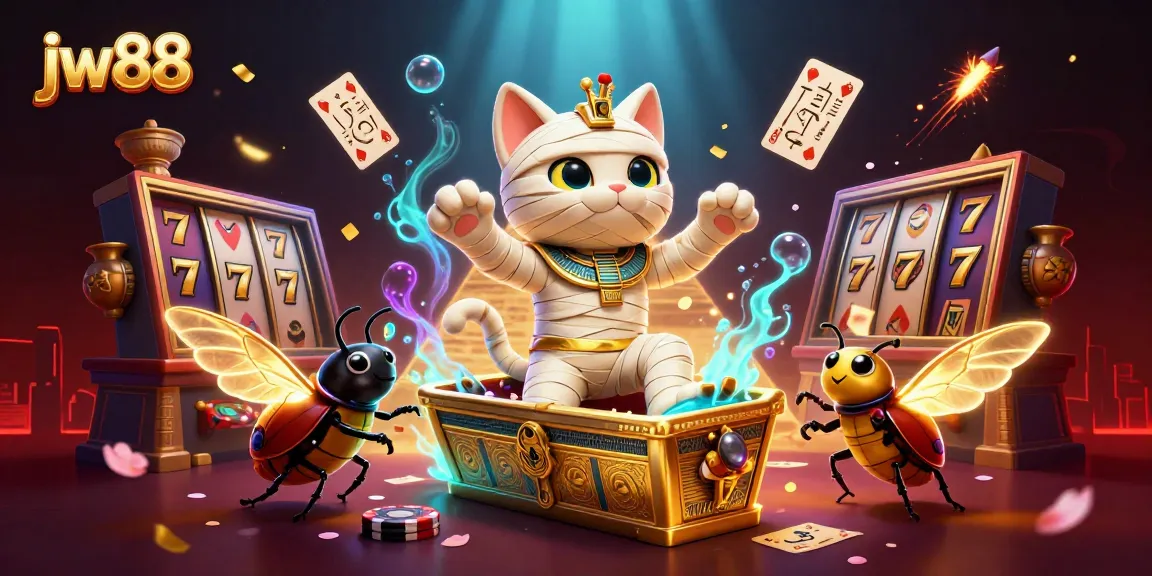 Celebrate wins with jw88 in a vibrant 3D casino scene packed with slot action and festive decorations.