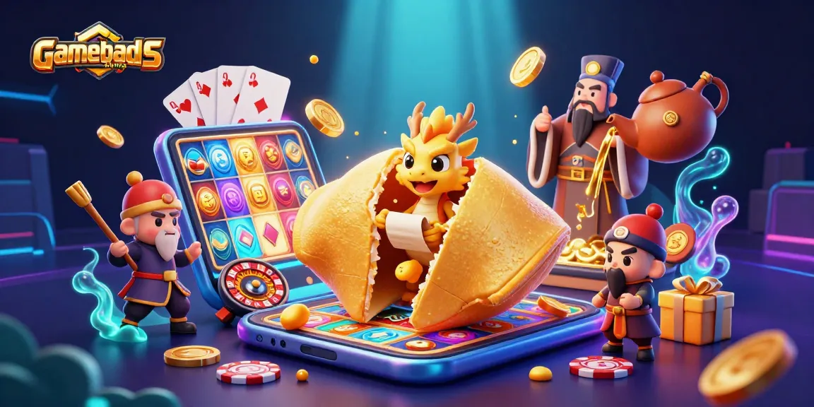 Witness the thrilling gamebaidoithuong universe with vibrant casino elements and a whimsical dragon fortune reader.