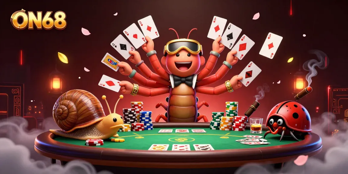 Enjoy an exciting ON68 poker game scene featuring a dealer and high-roller characters.