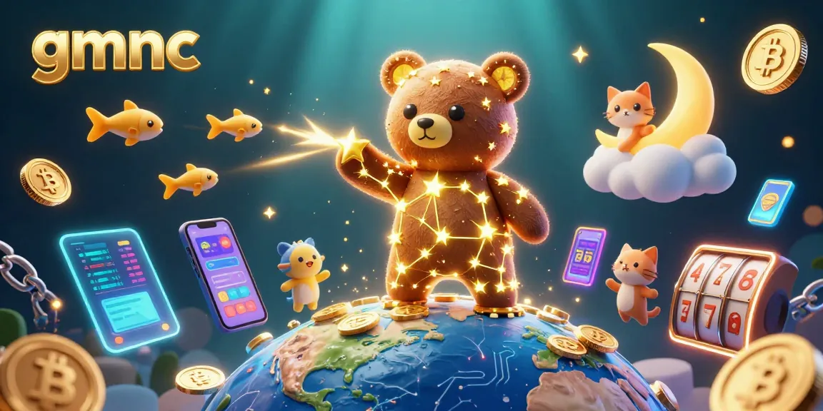 gmnc illustrates the joyful experience of winning in a casino with a constellation bear collecting golden coins.