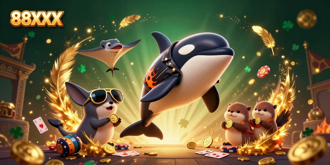 Experience thrilling gaming adventures with 88XX in this dynamic casino illustration featuring lively characters.