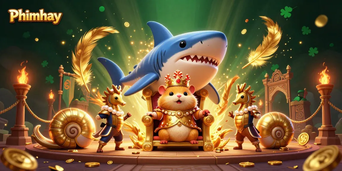 Spin and win at Phimhay with an epic 3D casino scene featuring a golden hamster king and gaming elements dynamically captured.