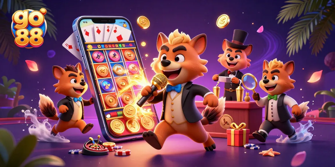 Explore vibrant gaming action at go 88 with hyenas in a dynamic casino scene featuring slot games.