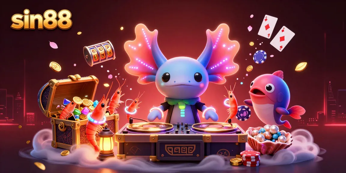 Experience thrilling gaming at sin88 with a vibrant underwater casino scene featuring a DJ and lively sea creatures.