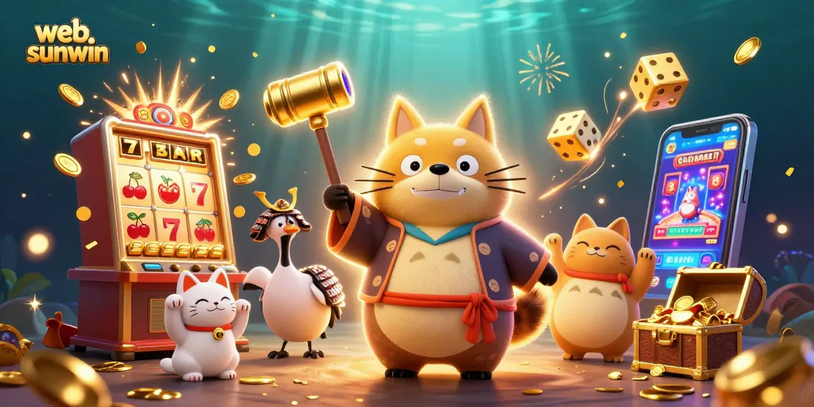 Experience excitement with web sunwin at a dynamic casino scene featuring vibrant characters and games.