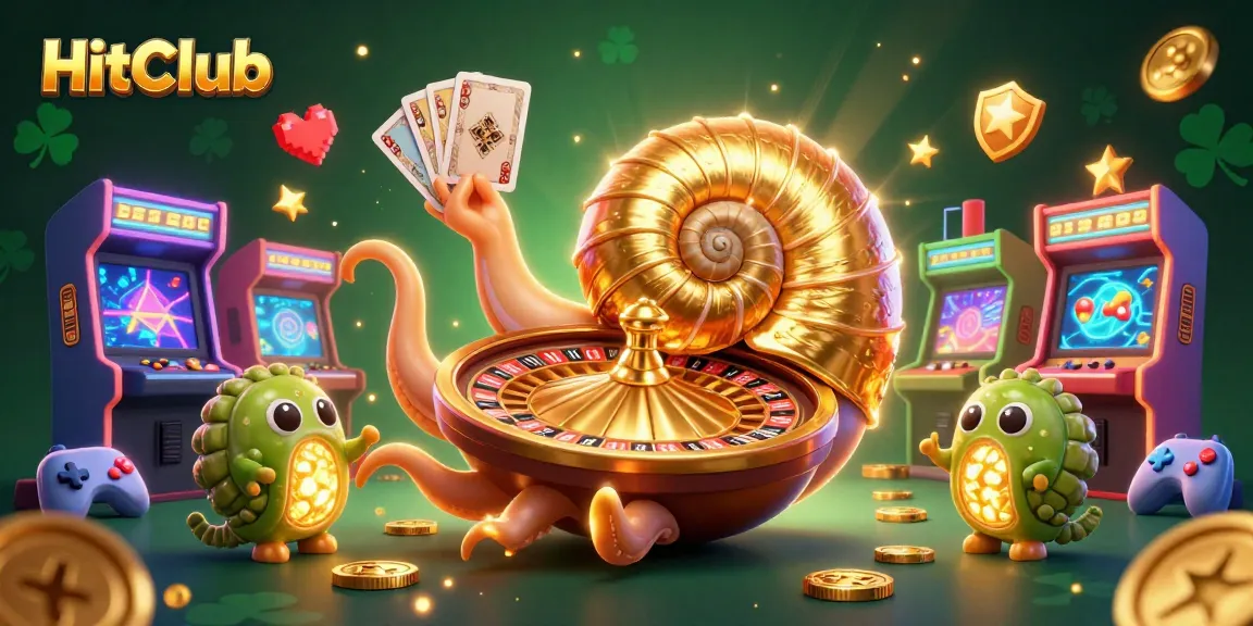 HitClub players enjoy jackpot action in a vibrant 3D casino scene featuring colorful game elements.