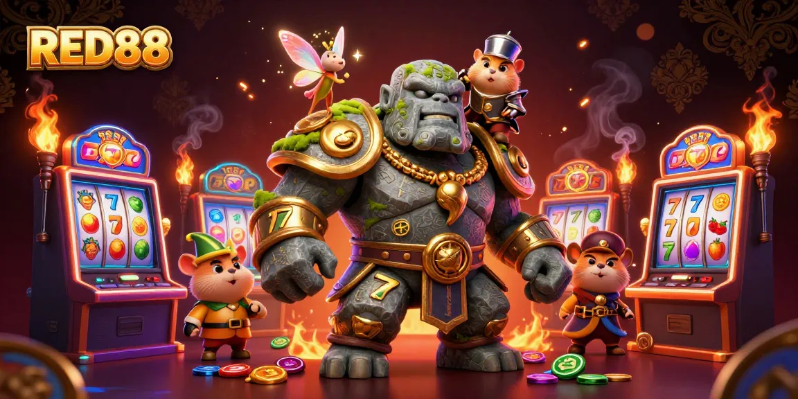 Play and win big with RED88 featuring a magical scene of casino excitement and adventure.