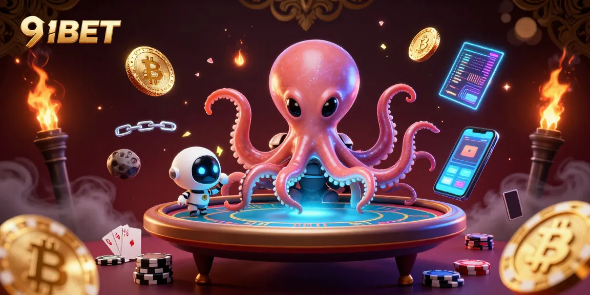Engage with thrilling poker action in 9BET's 3D illustration featuring vibrant alien elements.